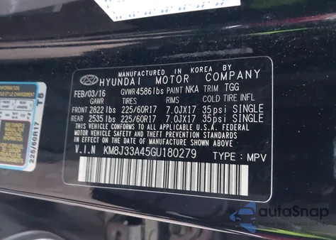 2016 Hyundai Tucson Se из США, поврежденный, VIN KM8J33A45GU180279